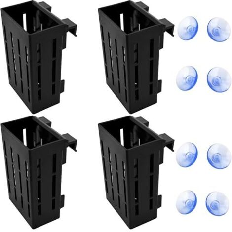 [MAI USATO]4 pezzi di contenitori per piante acquatiche sospese, semi di piante da acquario, supporto per piante da acquario con 4 ganci e 8 ventose per la coltivazione di piante acquaponiche