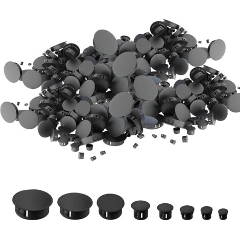 [MAI USATO]Tappi per fori in plastica nera da 6-25 mm, 120 pezzi, coprifori per mobili/pareti con clip di bloccaggio per armadi/scaffali/elettrodomestici, resistenti all'usura e installazione senza at (1/5)