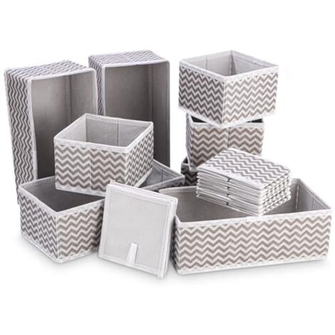 [MAI USATO]12 pezzi organizer per cassetti in tessuto non tessuto, contenitore pieghevole per indumenti in tessuto, scatola portaoggetti per indumenti, facile conservazione di vestiti, biancheria inti (1/5)
