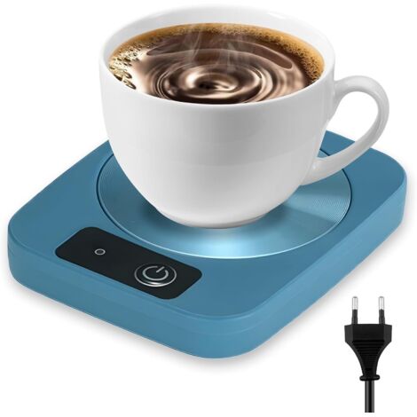 [MAI USATO]Scalda tazze da caffè, tazza intelligente da 55℃, pannello in alluminio, compatibile con varie tazze, per ufficio e casa, mantiene la bevanda calda - Blu