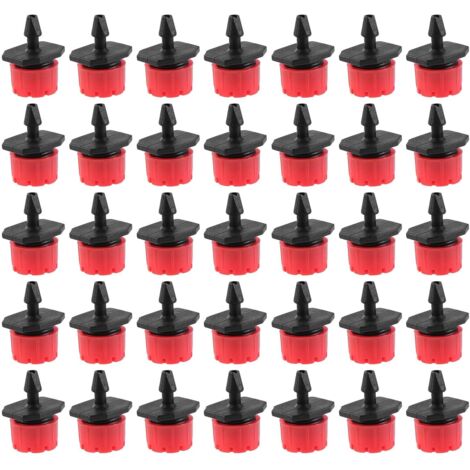 [MAI USATO]100 gocciolatori regolabili da 6,35 mm + raccordo a T per tubo flessibile, sistema di irrigazione a goccia automatico, microirrigatori, gocciolatori per piante in serra