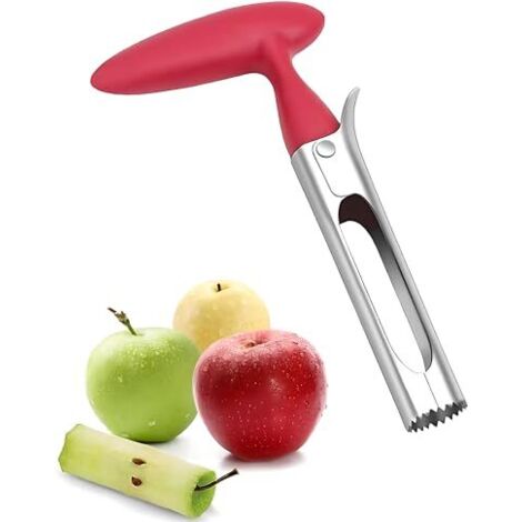 [MAI USATO]Toglitorsolo di mele, utensile per togliere il torsolo di mele in acciaio inossidabile con lama seghettata per la casa e la cucina per frutta e verdura (rosso)