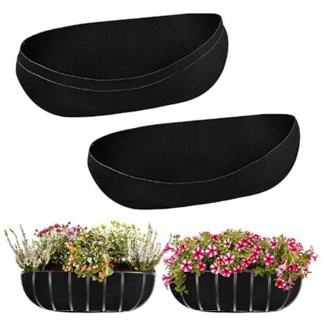 Set di 3 fodere ovali lunghe in tessuto non tessuto per fioriere sospese, cestini di fiori di ricambio, fioriere da balcone per interni/esterni (lunghezza 24 pollici)
