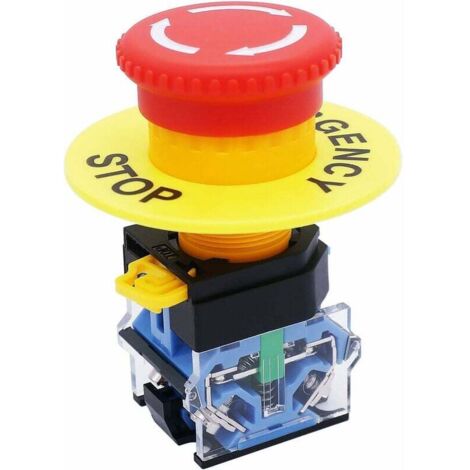 Interruttore a pulsante di arresto di emergenza AC 440V 10A, fungo rosso, 22 mm, interruttore a pulsante NO/NC LA38-11ZS