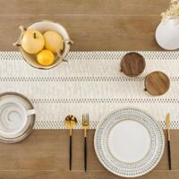 AerWo Runner da Tavolo in macramè Beige, Runner da Tavolo Vintage con Nappe per Decorazioni di