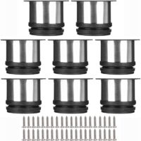 Set selezionato di 8 gambe per mobili, gambe da cucina regolabili Ø 50 mm/altezza 50 mm gambe rotonde in acciaio inossidabile per divani e tavoli