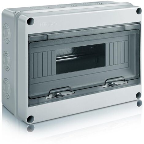 Caja eléctrica impermeable para exteriores, caja de distribución IP65 con terminales, superficie de plástico ABS para uso en exteriores， (12 módulos)