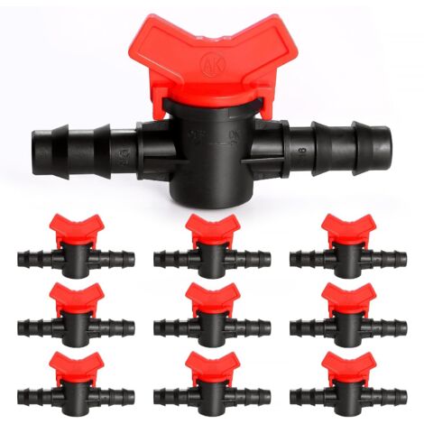 10 válvulas de interruptor de riego de 16 mm, interruptor de válvula de tubería de riego, grifo de jardín de plástico PE, grifo de púas macho doble, para riego de césped y jardín.