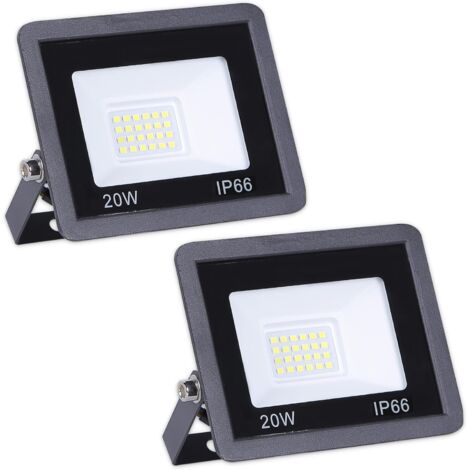 2 reflectores LED para exteriores, 100-265 voltios, carcasa de aluminio, impermeables, de alto brillo, para señalización, amplio voltaje, proyección lineal, 20 W. (1/5)