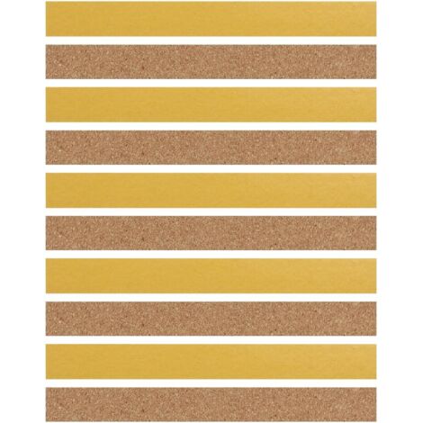 10 tiras de corcho autoadhesivas pequeñas para pared (200 x 20 x 2 mm), ideales para aulas, oficinas y hogares. (1/5)