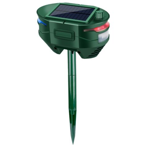 Repelente ultrasónico de 360 grados para gatos de exterior, para jardín, con 5 modos ajustables, solar, de 10 m de alcance, para ratas, perros, pájaros, ratones y palomas.