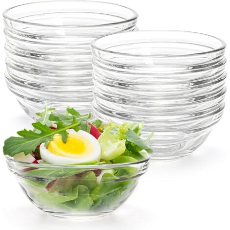 Juego de 12 mini platos de cristal para servir, cuencos de cristal templado para cereales, para cocinar, especias, salsas o tapas - Ø 9 cm