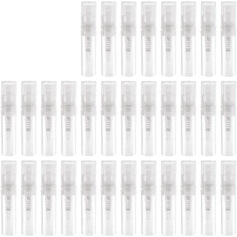 80 botellas de spray de plástico transparente de 3 ml, embalaje para cosméticos, botellas de perfume, atomizador, atomizador de líquido, fácil de usar aprox. (1/5)