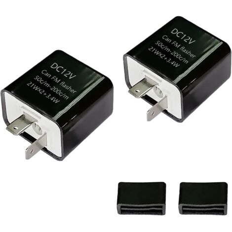 Relé de intermitentes para motocicleta (2 piezas), 2 pines, ajustable, 12 V CC, con engranaje ajustable, para intermitentes LED de motocicleta - Carcasa ignífuga (1/4)