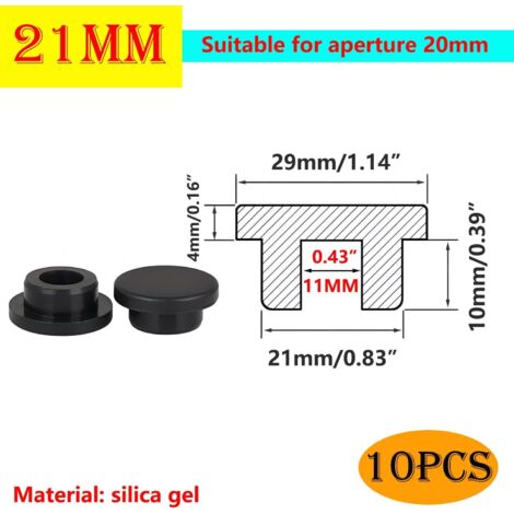 10 tapones de silicona para agujeros de muebles, redondos y flexibles para agujeros de 20 mm.