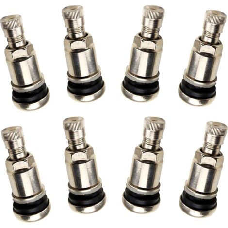 8 válvulas para neumáticos de coche sin cámara, extensión de válvula sin cámara, adaptador de extensión de válvula de neumático, válvulas metálicas de 11,3 mm, llanta de aluminio plateada (1/5)