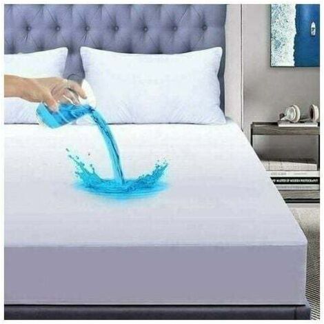 Protector de colchón 140x200 cm impermeable, protector de colchón de bambú, suave, hipoalergénico, antiácaros y bacterias, transpirable, funda de colchón elástica, capó de 30 cm. (1/5)