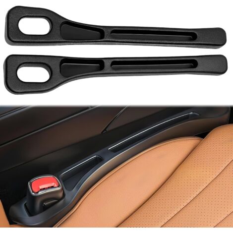 Caja de almacenamiento universal para asientos de coche (2 unidades), de cuero sintético negro, para artículos pequeños y teléfonos móviles. (1/5)
