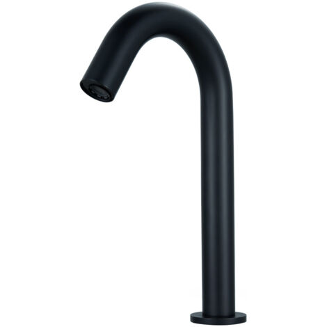 Grifo con sensor negro, grifo de baño para montaje en encimera, grifo automático para lavabo con agua fría y caliente, grifo ahorrador de agua a batería (color: negro mate B)