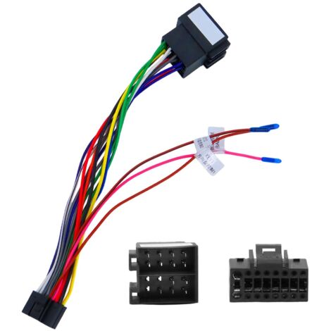 Cable adaptador SIGADNG de 16 pines a ISO, adaptador de arnés de cableado para radio de coche, para radio estéreo Android con toma estándar con control en el volante y líneas de marcha atrás (1/4)