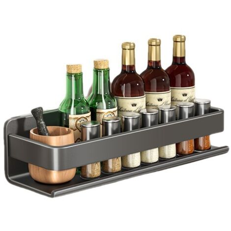 Estantes flotantes extraíbles de acero inoxidable para pared, con proceso de pintura para hornear, para cocina y baño, resistentes a la corrosión y al óxido, especiero de encimera, juego de 1, gris