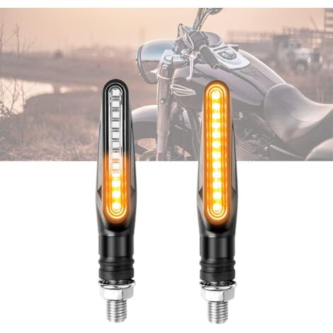 Luz de giro LED para motocicleta, intermitentes de 12 V, modo fluido, 12 LED, para scooter, quad, cruiser, todoterreno, 2 unidades (1/5)