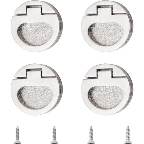 Tirador de anilla integrado, 4 piezas, manijas de cajón para puerta de bolsillo, de aleación de zinc, manijas planas ocultas para gabinete, armario y cajón (plata cepillada)