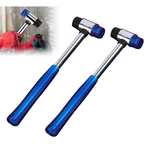 Paquete de 2 mazos de goma de 24 cm, pequeños, de doble cabeza, resistentes al aceite, para decoración del hogar y fiestas, color azul.