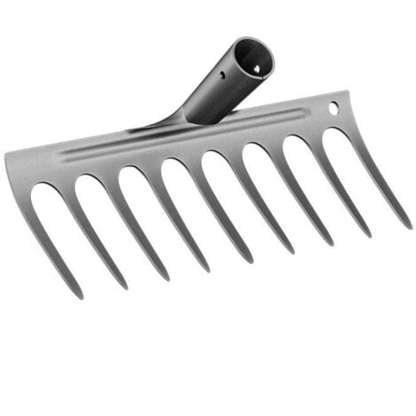 Rastrillo de paja resistente para jardinería de césped, hecho de material resistente, rastrillo para exteriores para aflojar eficazmente el suelo, 9 dientes (1/5)