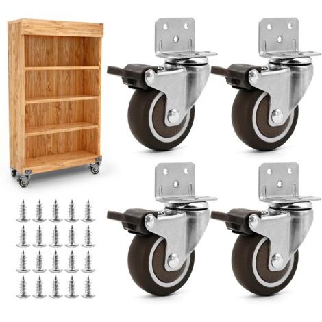 ruedas para muebles de 50 mm. Ruedas giratorias con 4 frenos. Incluyen 20 tacos. Ruedas giratorias para cargas pesadas, muebles pesados, sofás, estanterías, librerías, etc.