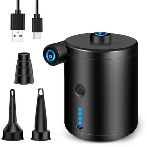 Bomba de aire eléctrica de 4000 mAh con USB, inflador de colchón inflable con 3 boquillas, portátil, para colchón, camping, bote inflable.