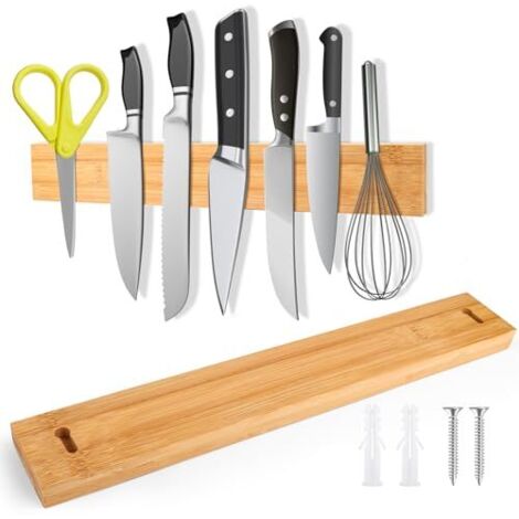 Portacuchillos magnético de 40 cm, barra magnética para cuchillos, sin necesidad de taladrar. Ideal para cuchillos de cocina, de fruta y tijeras. (1/5)