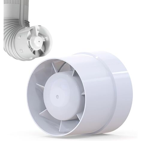Extractor de aire de 100/150 mm, 12 W/130 m³-320 m³, con conducto axial integrado: para baño, cocina, sótano, silencioso, para casa y ático (Ø15 cm) (1/5)