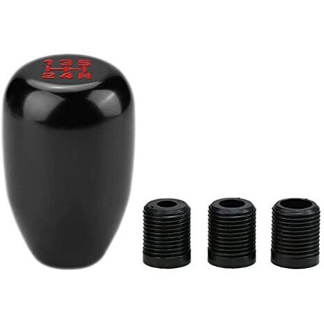 Perilla de cambio de marchas manual para coche, universal, de 5/6 velocidades, con 3 adaptadores, de aleación de metal (5 velocidades, negra) (1/5)