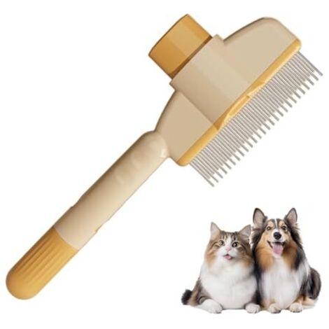 Cepillo para gatos, peine antipulgas, cepillo para gatos de pelo corto y largo, cepillo con botón de liberación, peine para gatos, suministros para gatos (1/5)