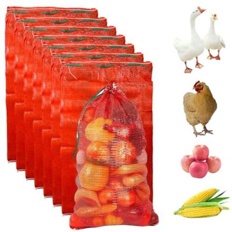 Bolsas para cebollas frescas, 8 unidades, 20 x 32 pulgadas, malla transpirable con cordón, reutilizables para verduras, patatas, cítricos y cangrejos de río. (1/5)