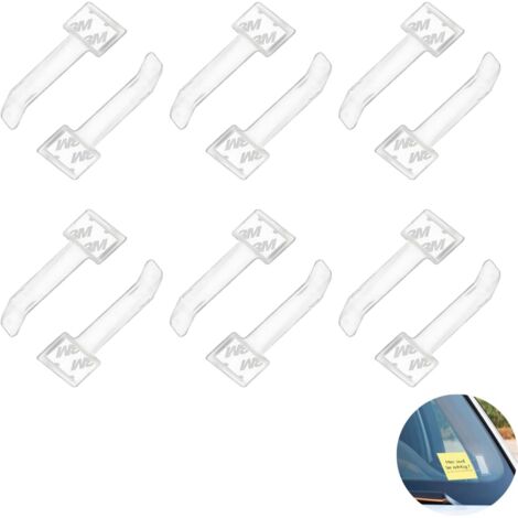12 clips para boletos de parabrisas - Soporte autoadhesivo para tarjetas de estacionamiento y boletos de estacionamiento, plástico transparente con almohadillas adhesivas, ideal para parabrisas de aut (1/5)