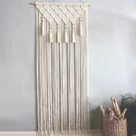 Cortina de macramé para puerta, 66 x 199 cm, de algodón y macramé con borlas, arte bohemio tejido, tapiz para puertas, decoración de ventanas, cortinas bohemias.