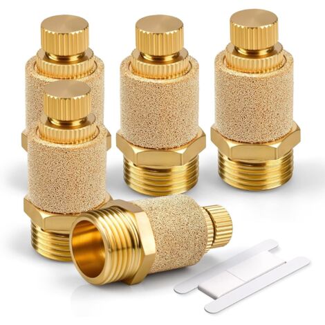 5 silenciadores neumáticos de latón sinterizado con rosca macho de 1/4" para escape (1/4)