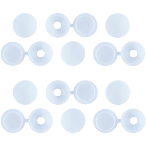 50 tapas de plástico para tornillos de bisagra, M5/M6, decorativas, blancas, plegables y a presión, para paredes y armarios. (1/5)