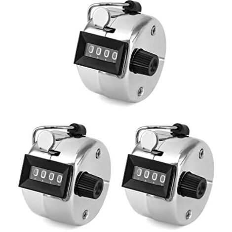 Contador manual de metal de 3 piezas, contador mecánico de 4 dígitos para deportes, golf, contador de pasos, cuenta hasta 9999 (1/5)
