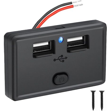 [NUNCA UTILIZADO]Cargador de coche de 12 V con interruptor impermeable, 4,8 A, 24 W, USB, para coche, autobús, caravana, barco (1/4)