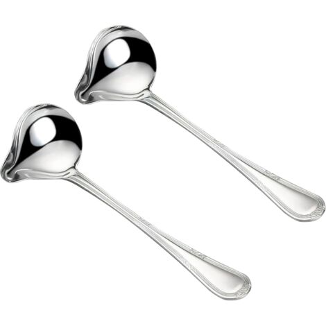[NUNCA UTILIZADO]Cuchara para salsa, cucharón de acero inoxidable plateado, cucharón de acero, cucharón pequeño de acero inoxidable con pico vertedor, cucharón de cocina para cocinar salsas de sopa