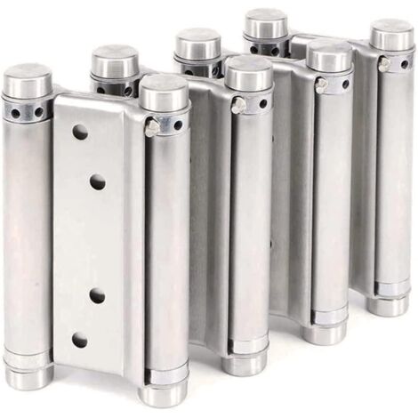 [NUNCA UTILIZADO]2 pares de bisagras de puerta batiente de acero inoxidable ajustables de doble acción para mostrador de cafetería y salón, cierre automático perfecto de 125 mm y 5 pulgadas. (1/5)