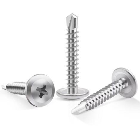 [NUNCA UTILIZADO]100 tornillos autorroscantes M4.2 x 32 mm, acero inoxidable 410 de alta resistencia, cabeza Phillips, tornillos autoperforantes de cabeza avellanada, autoperforantes.