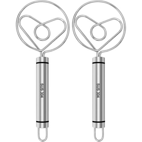 [NUNCA UTILIZADO]Batidor de masa danés Piuluvor® de 2 piezas, batidor de masa manual de acero inoxidable 304 de primera calidad, mezclador para masa de pan y productos horneados. (1/4)