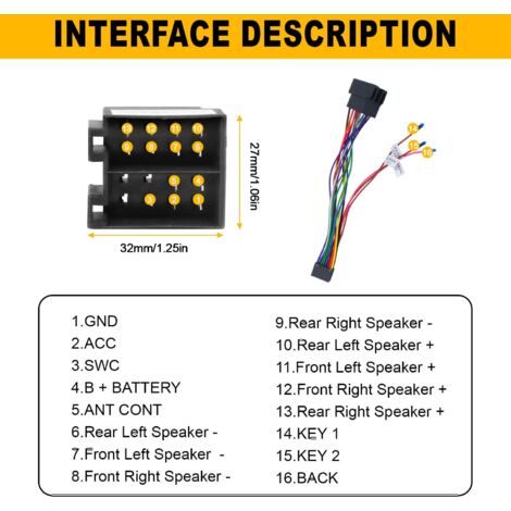 Adaptador ISO De 16 Pines Para Radio Kenwood Y JVC – Conector Hembra Para Equipos De Audio De Coches, Plug And Play