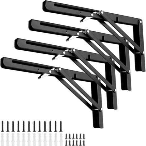 [NUNCA UTILIZADO]Juego de 4 consolas plegables de carga pesada de 300 mm, 4 bisagras, ángulo de plegado de 90°, mesa plegable que ahorra espacio, montaje en pared, capacidad de carga 75 kg (1/5)
