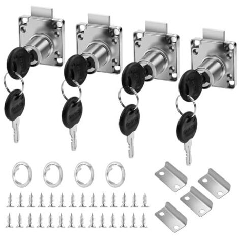 Cerradura Armario Con Llave 4 Cerraduras Cam Lock 22mm Con Llave - Para Muebles, Cajones, Buzones | Seguridad Gabinete Oficina Candado Taquilla