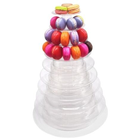 [NUNCA UTILIZADO]Torre de macarrones de 10 niveles, redonda y transparente, bandeja multiusos para postres y pasteles, ideal para bodas, baby showers y fiestas de cumpleaños. (1/5)